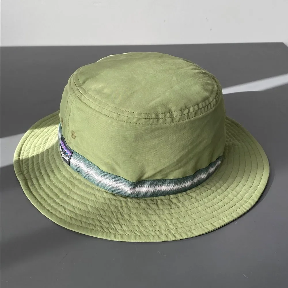 Patagonia Olive Green Bucket Hat with Striped Band - Picture 3 of 7